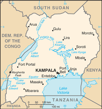Map of Uganda. Image credit: Perry-Castañeda Collection / University of Texas.