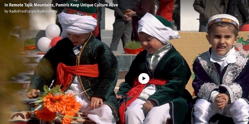 Children in traditional clothing celebrating in the Pamirs, Tajikistan.