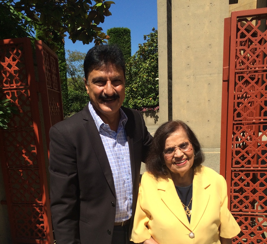 Mrs. Merchant at Ismaili Centre Vancouver with neighbour Nazim Rawji