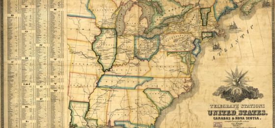 This map reveals the status of the telegraph network as it existed in the U.S. in 1853