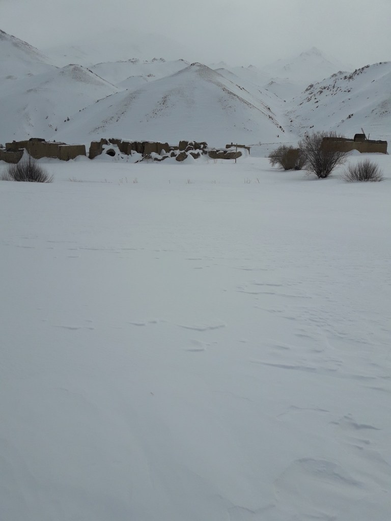Snowfall in Sia sang - Dawlat murad -following a storm. Photo. Simerg Special Correspondent.
