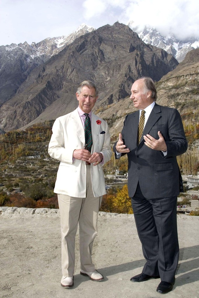 Prince Charles and Mawlana Hazar Imam, His Highness the Aga Khan visit a mountain village near Skardu in Northern Pakistan on November 3, 2006.
