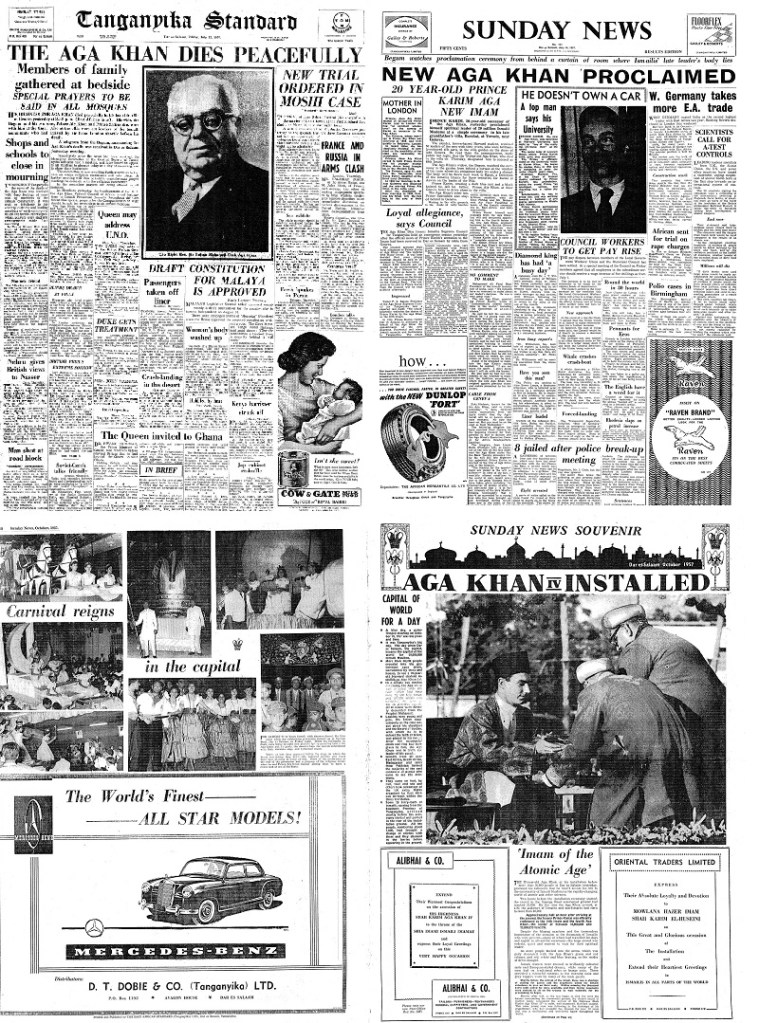 The Aga Khans in the Tanganyika Standard, Simerg and Barakah