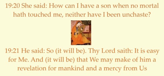 Two of many verses from the Qur'an from Chapter 19 entitled Maryam (the Muslim name attributed to Mary). Photograph: Simerg.