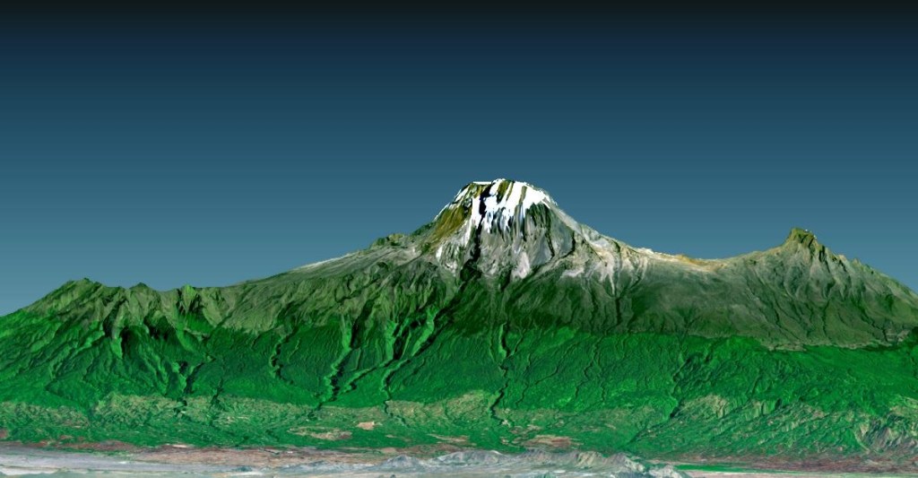 3-D perspective view of Mount Kilimanjaro