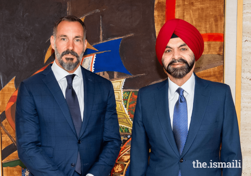 Prince Rahim Aga Khan and Ajay Banga, President of the World Bank, meet in Washington DC on February 6, 2024