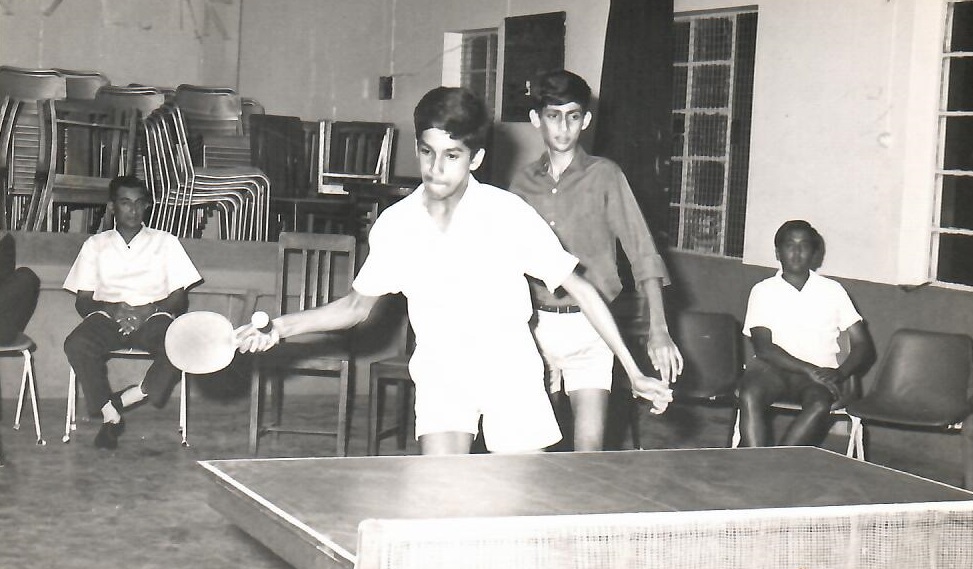 Malik Merchant platying in a diuble's game in Dar es Salaam's open table tennis championship.