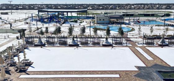 The Pioneer Recreation grounds are covered in snow